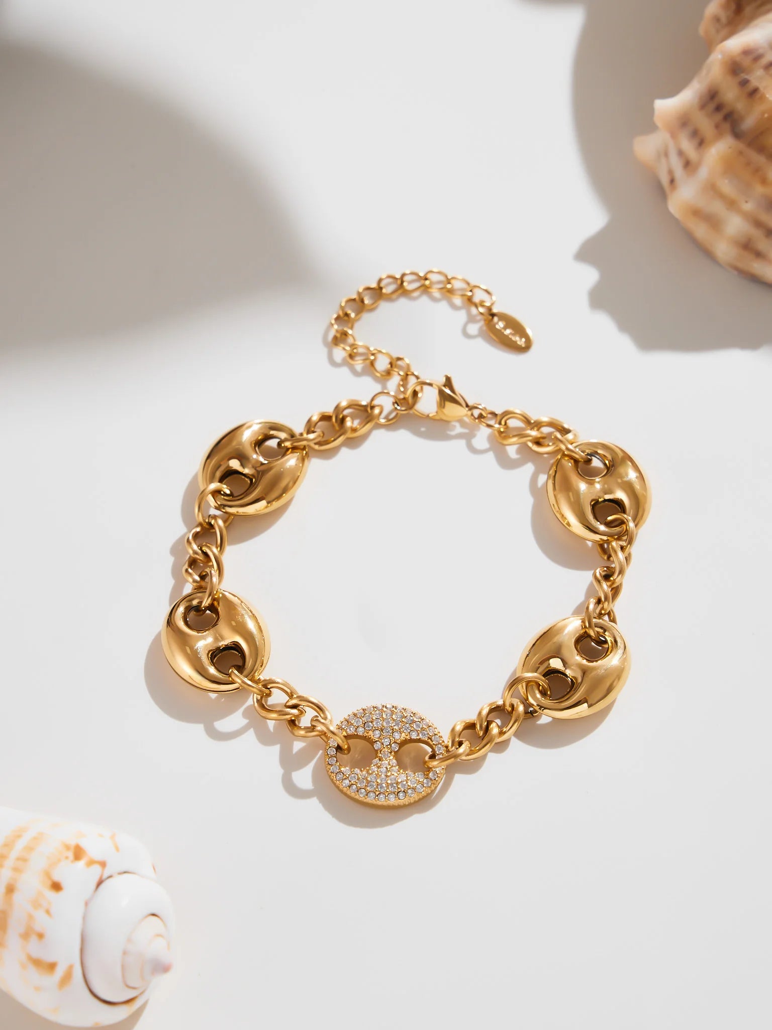 Nivora Cubic Zirconia Pig Nose Ring Necklaces Bracelets for Women Stainless Steel Chain 18K PVD Gold Plated Party Charm Jewelry