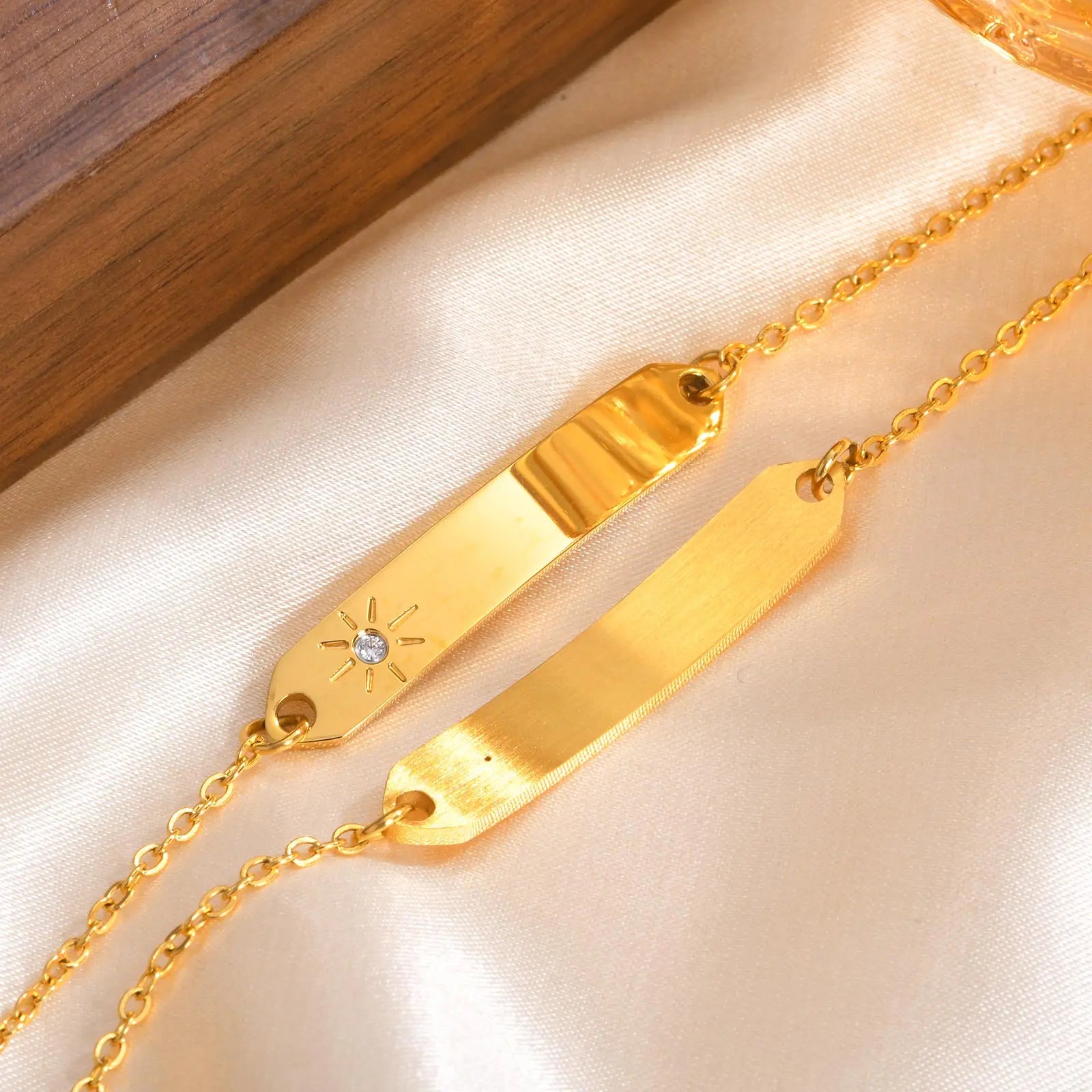 Free Custom Name Zircon Curved Bracelet for Women Stainless Steel Rolo Chain Engraving Name Date Pattern Bracelets Jewelry Gifts