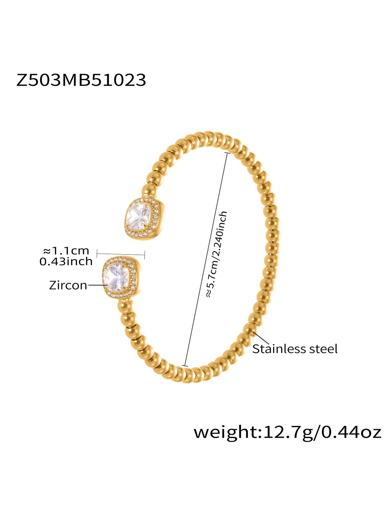 Nivora Popular Women Cuff Bracelets Cubic Zirconia Stainless Steel PVD Gold Plated Wedding Banquet Charm Bracelet Bangle Jewelry