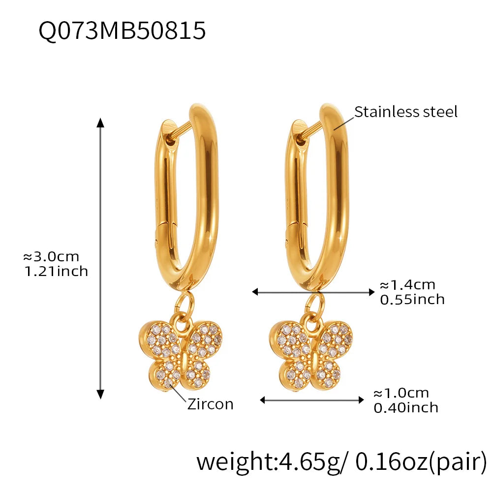 Nivora Excellent Stainless Steel Pendant Zircon Butterfly Dangle Earrings For Women Hypoallergenic Wedding Ear Earrings Jewelry