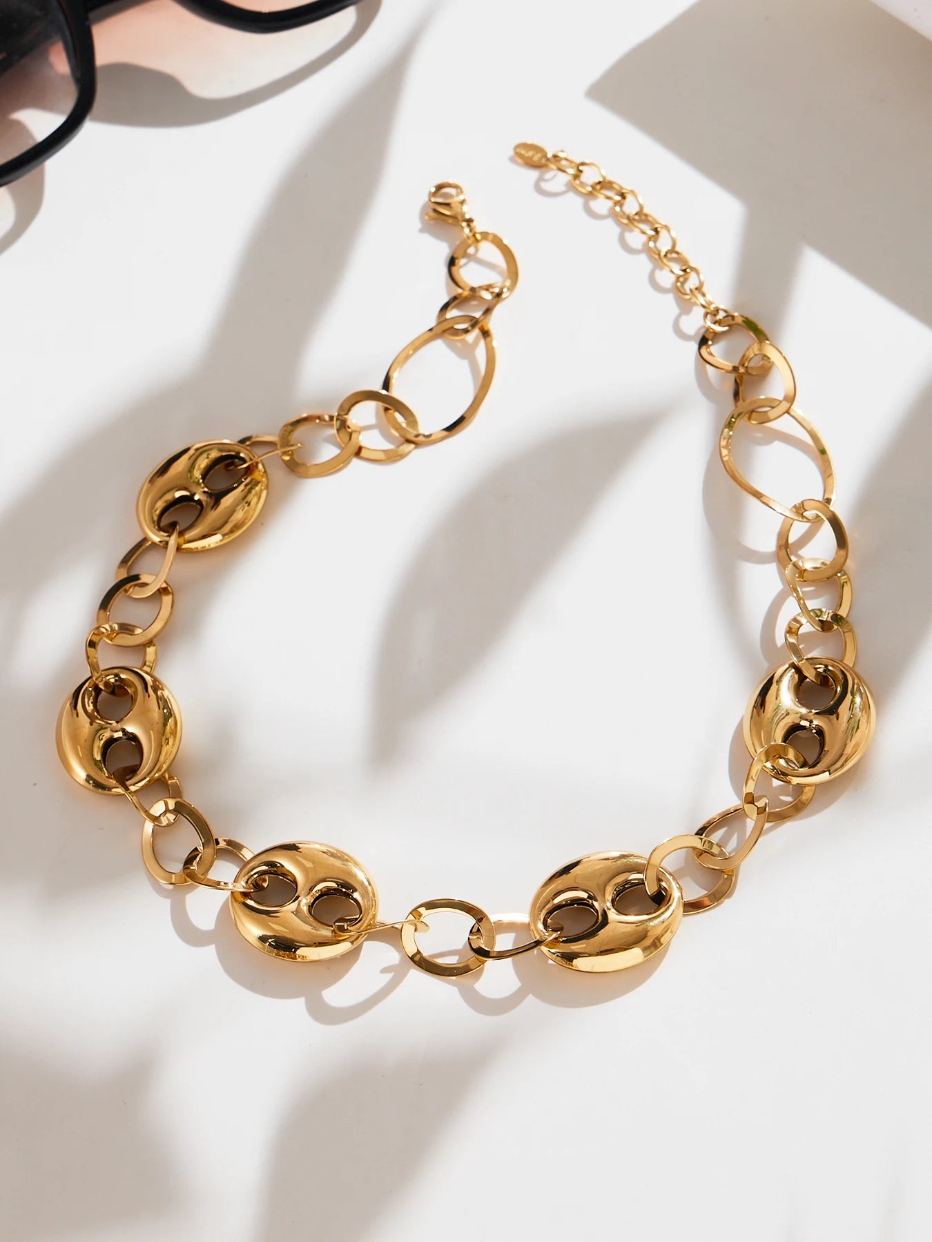 Nivora Popular Pig Nose Ring Chain Necklaces for Women Stainless Steel 18K PVD Gold Plated Charm Collar Choker Jewelry Gifts