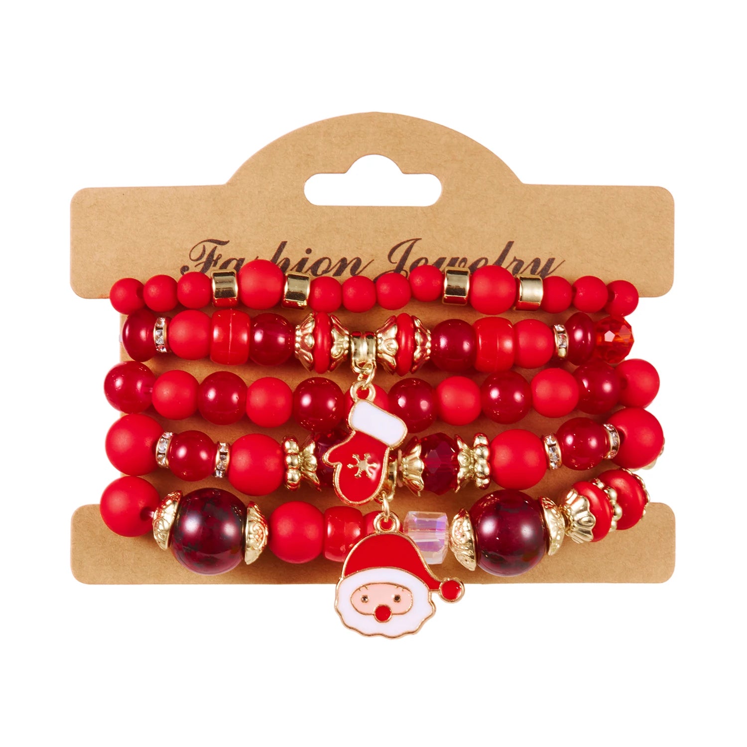 5 Pcs/Set Merry Christmas Santa Claus Xmas Tree Bracelet For Women Colorful Crystal Beads Snowflake Bracelets New Year Jewelry