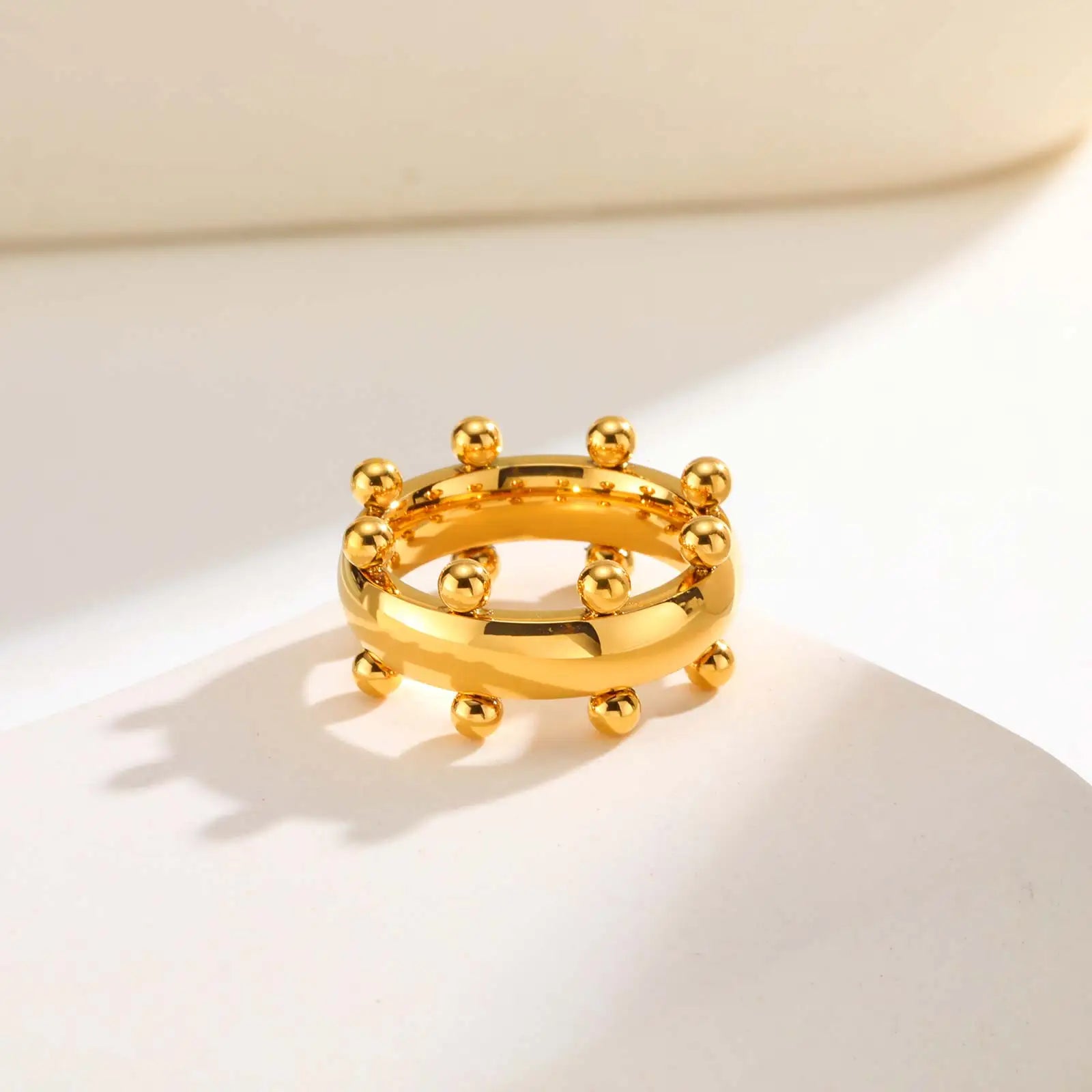 Luxury Stainless Steel Set Jewelry,Bangle Bracelet Finger Ring With Mini Balls for Women, Waterproof Charm Jewelry Gifts