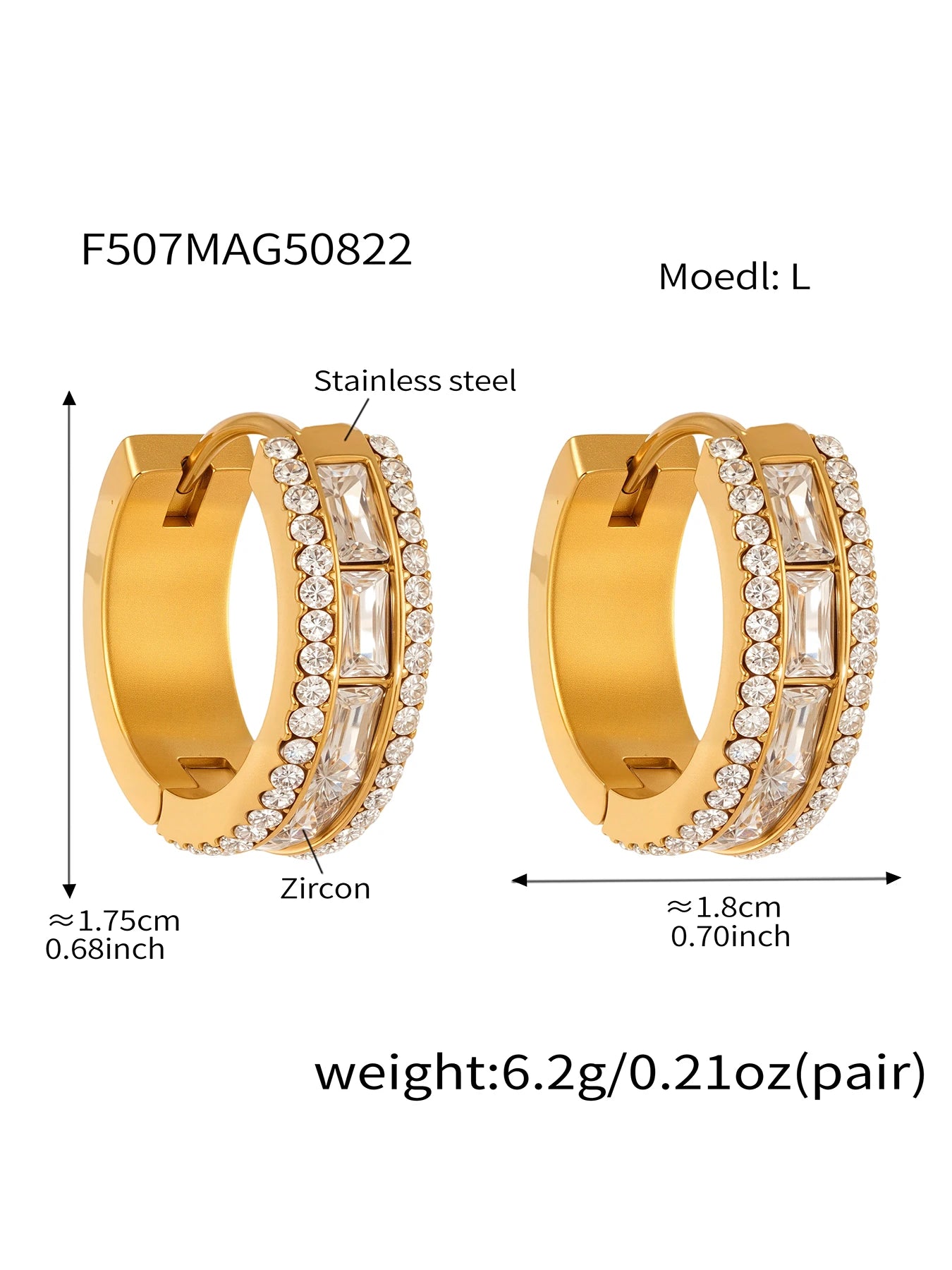 Nivora Luxury Full Zircon Hoop Earrings For Women Stainless Steel PVD Gold Plated Hypoallergenic Wedding Women Earrings Jewelry
