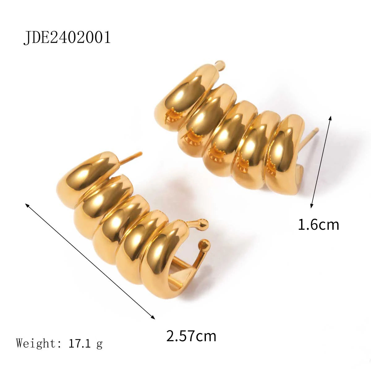 Uworld Spring Recommended Stainless Steel Hollow Chunky Lined Ribbed Hoops  2024 Geometry Fashion Trendy Jewelry for Women