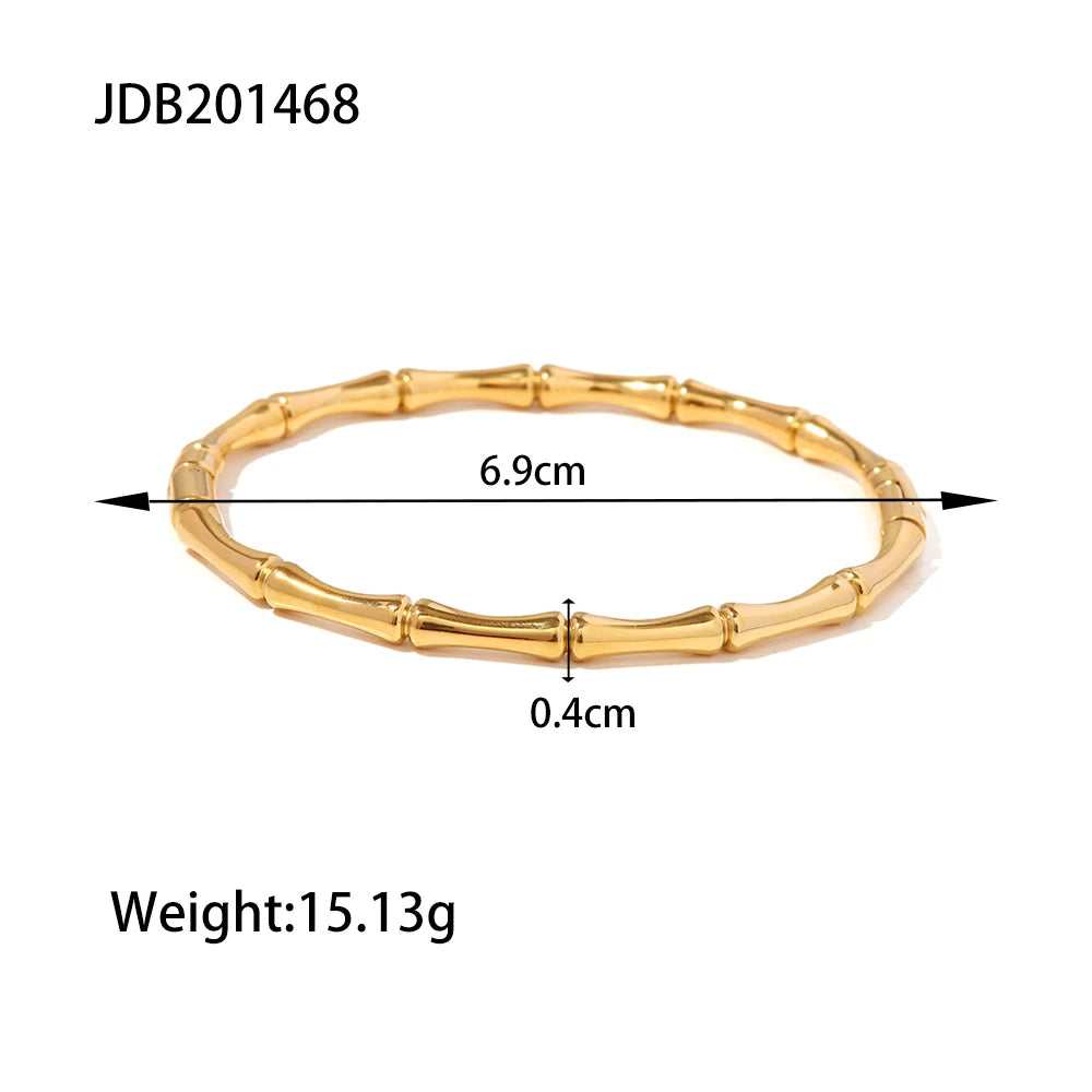 Uworld Minimalist 18k Gold Plated Stainless Steel Bracelets Jewelry Waterproof Bamboo Bangles Gift for Her Jewelry Man