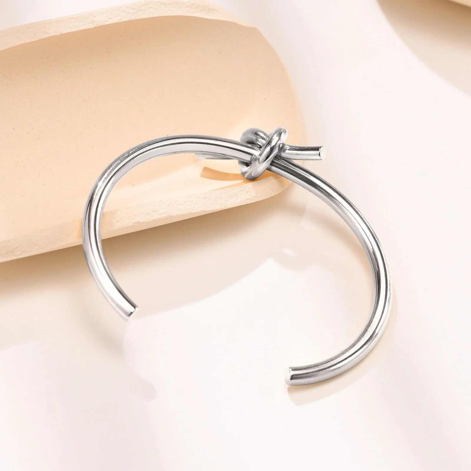 Knot Bracelets Stainless Steel Dainty Adjustable Opening Bangle,Trendy Circular Knot Cuff Wedding Bracelet,Bridesmaid Jewelry