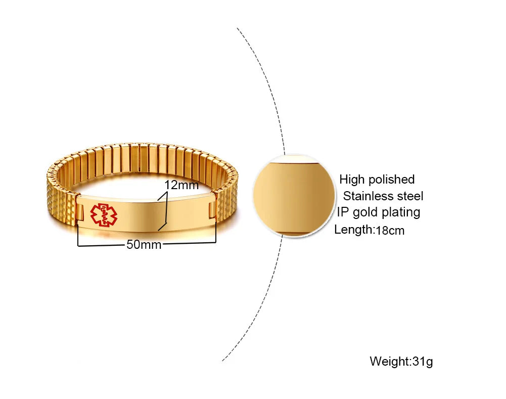 Stainless Steel ID Medical Bracelets with Medical LOGO, Autism Bracelets, Jewelry Gifts