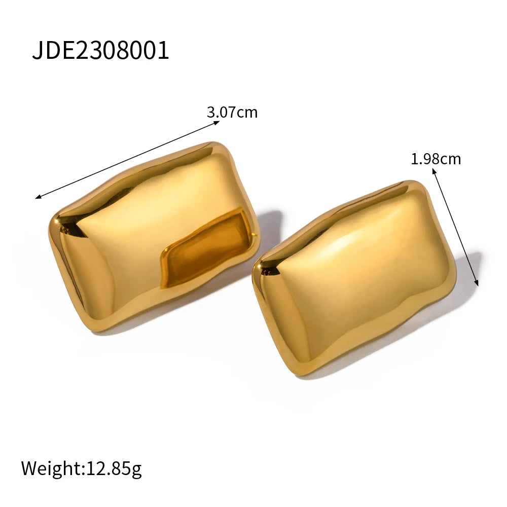 Uworld 316l Stainless Steel Vintage Inspired Earrings Flat Rectangle Design Gives A Bold Look Waterproof Metal Jewelry for Women