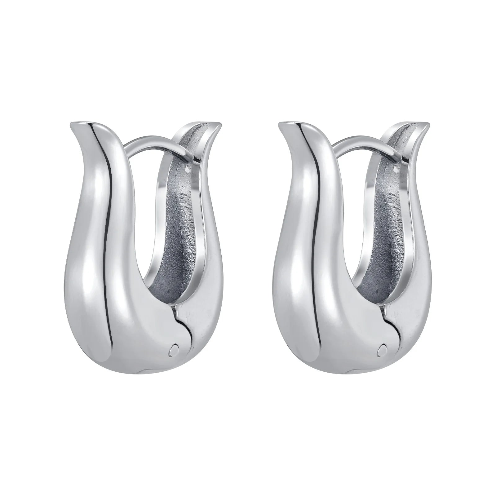 Modern Geometric Flower Basket Hoop Earrings, Hypoallergenic Women's Stainless Steel Earring, Fashion Huggies Jewelry