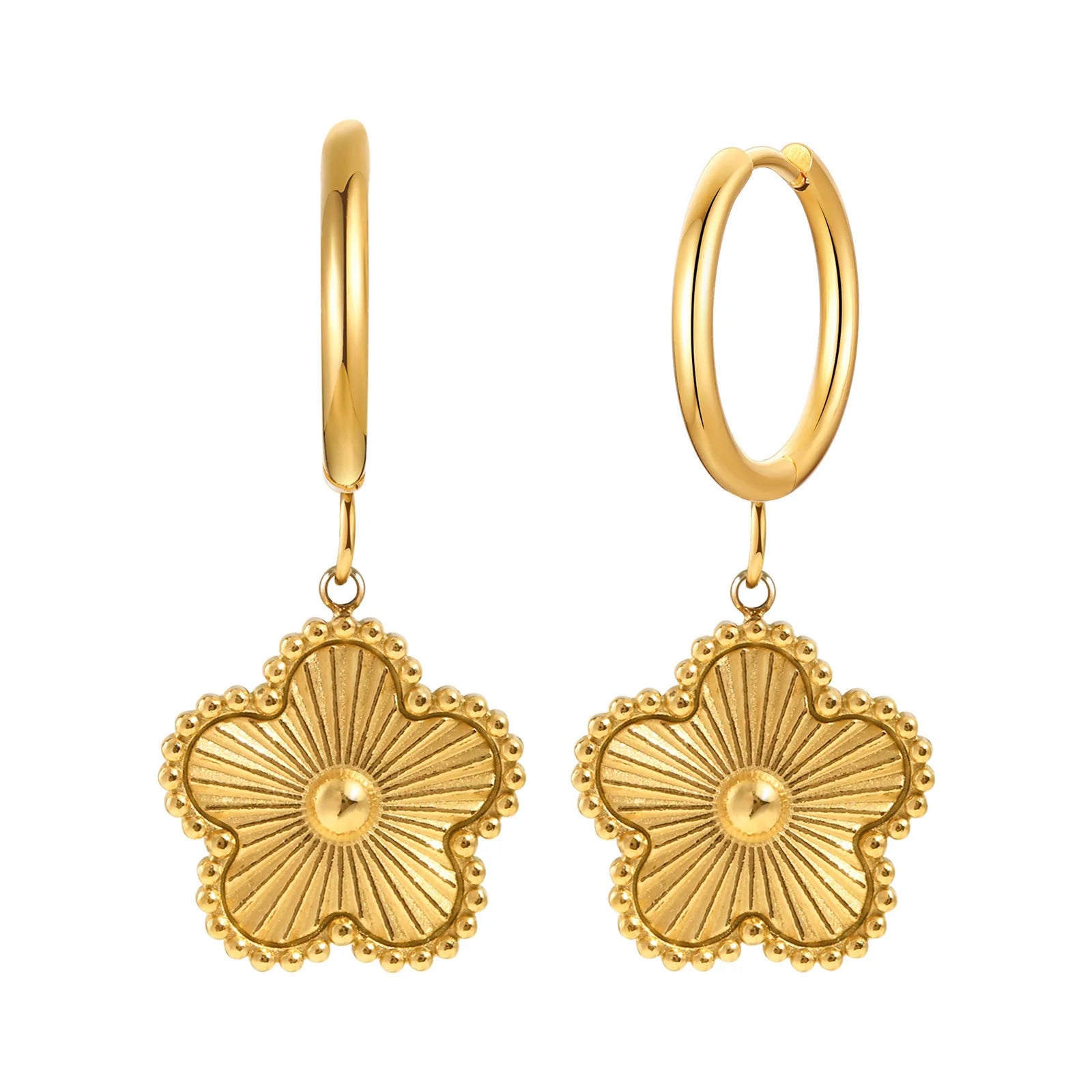 Flower Drop Earrings for Women, Stainless Steel Lucky Earring Wholesale