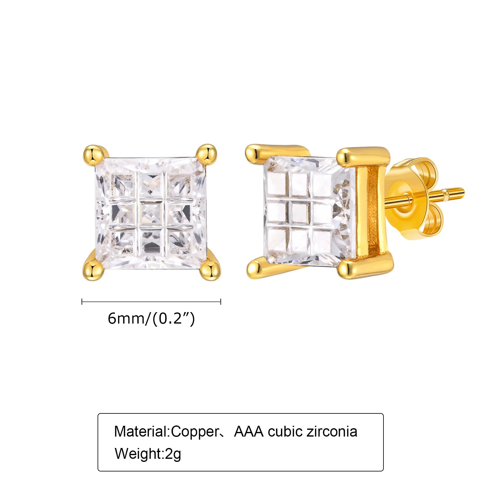 Trendy CZ Stone Metal Unisex Geometric Stud Earrings For Women Men, Luxury Bling AAA Cubic Zirconia Earring Ear Jewelry Gifts