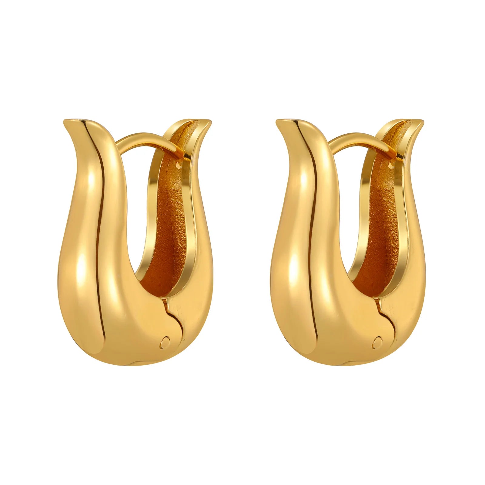 Modern Geometric Flower Basket Hoop Earrings, Hypoallergenic Women's Stainless Steel Earring, Fashion Huggies Jewelry