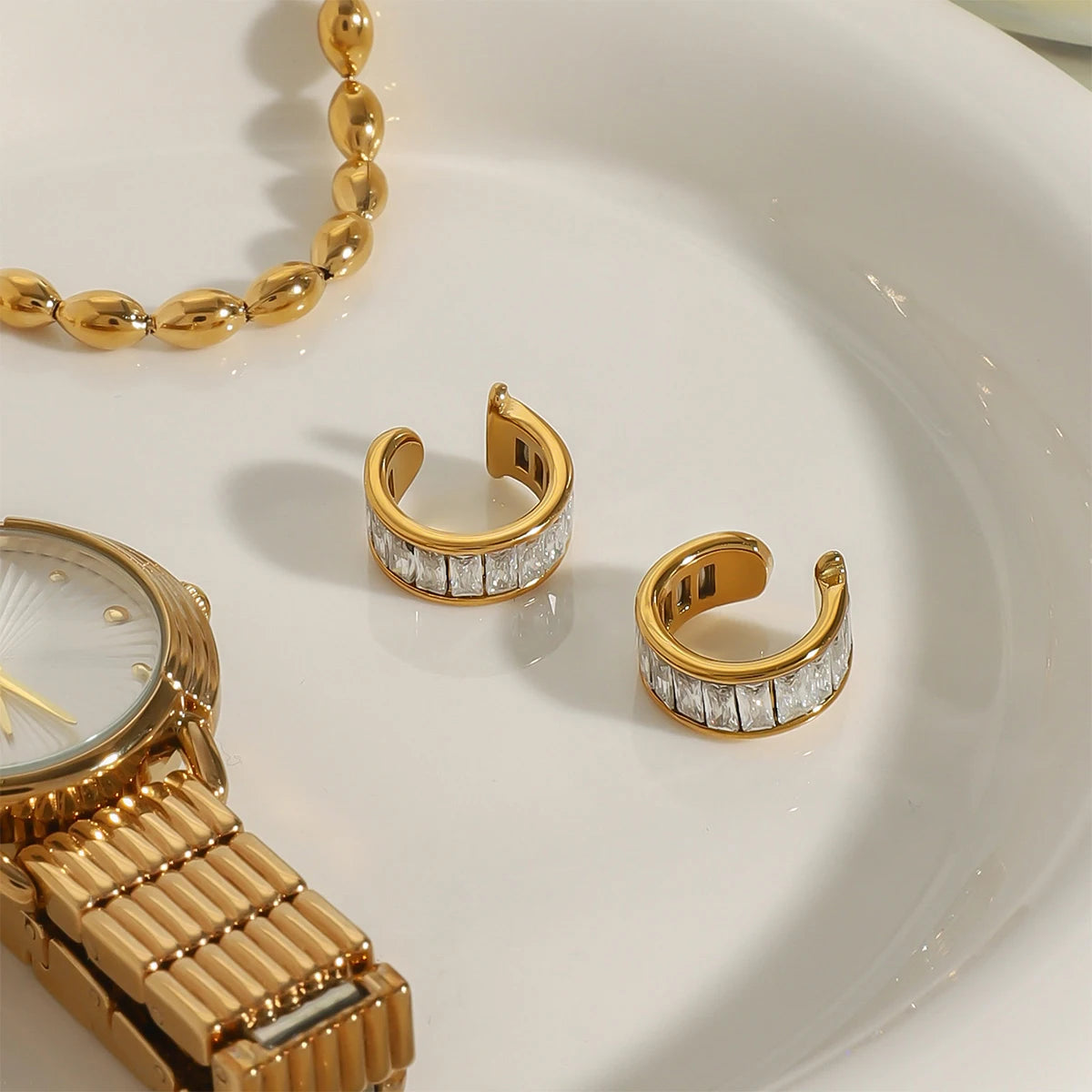 Uworld Minimalist Biata Ear Cuff Zircon Earclip Stainless Steel Stackable Earrings Adjustable for Daily Women's Wear Gifts for H