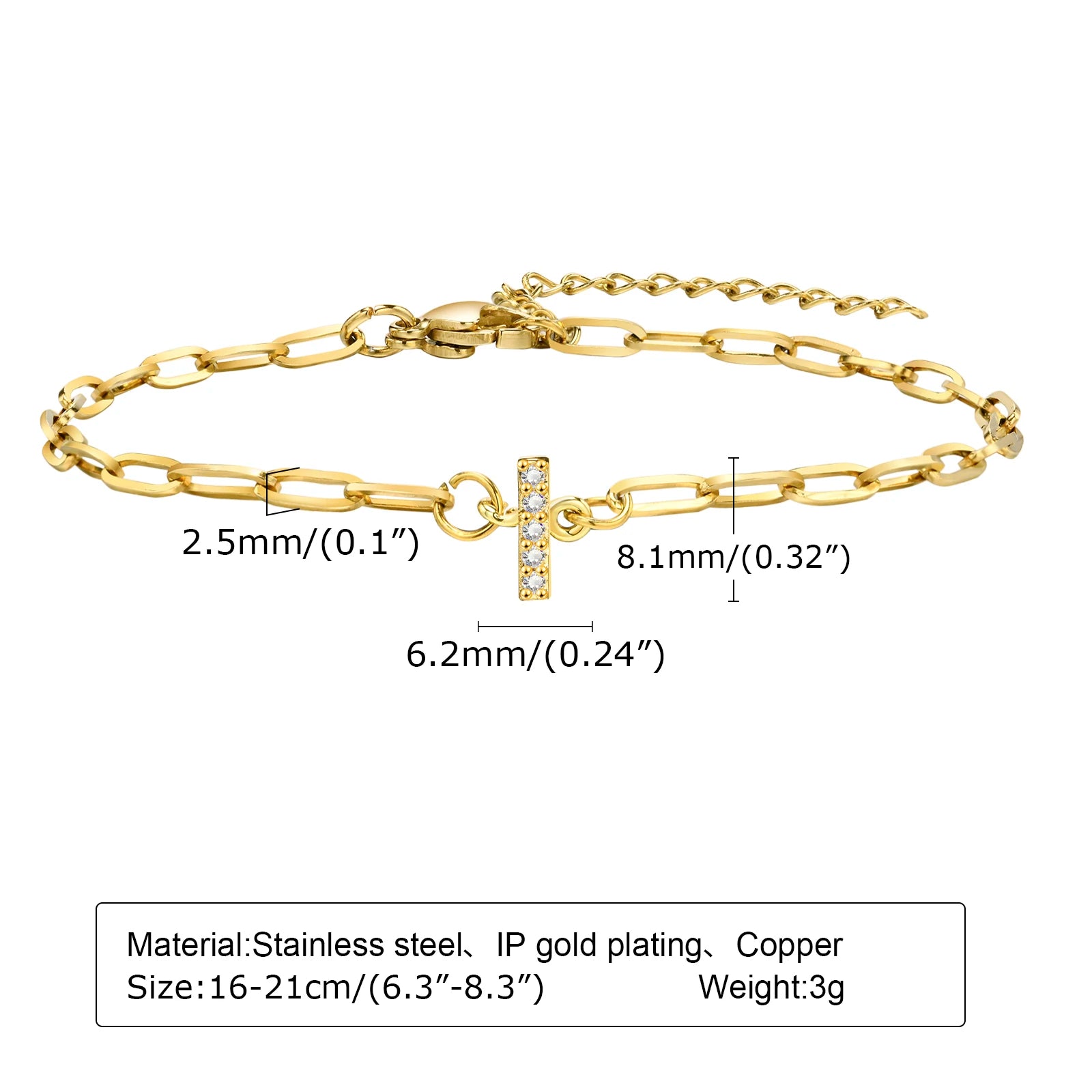 Fashion Jewelry CZ Stone Initial Bracelets for Women Girls, 26 Letters A-Z Adjustable Chic Dainty Stainless Steel Chain Bracelet