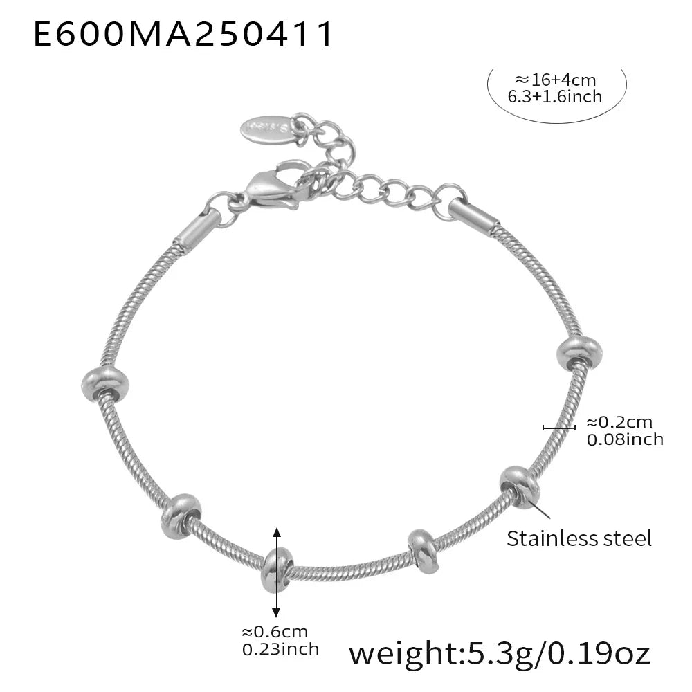 Nivora Cute Little Bear Pendant Heart Zircon Stainless Steel Snake Chian Bracelets For Women Gold Plated Charm Bracelet Jewelry