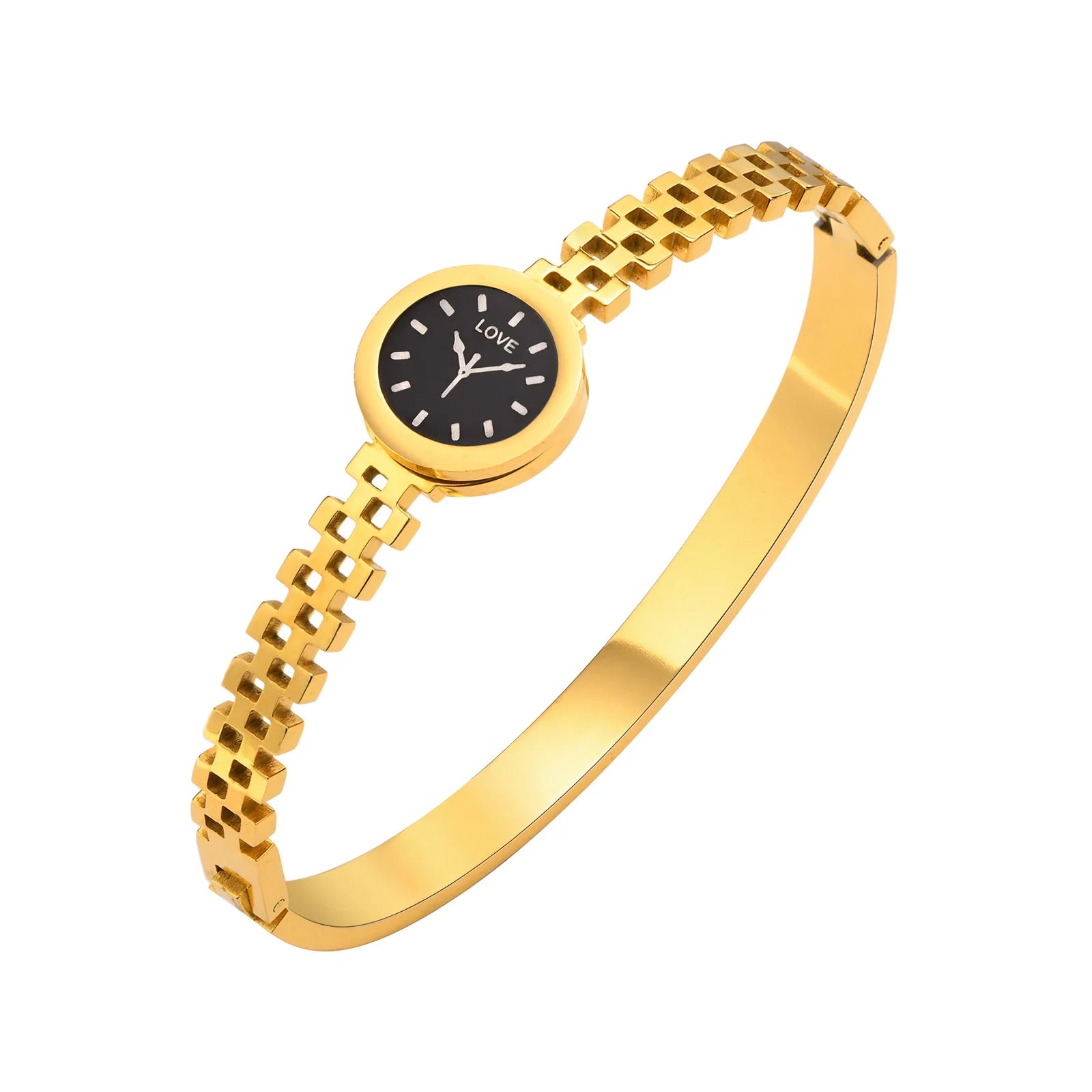 Women Cuff Bracelet Bangle, Stainless Steel Watch Shape Statement Love Gift