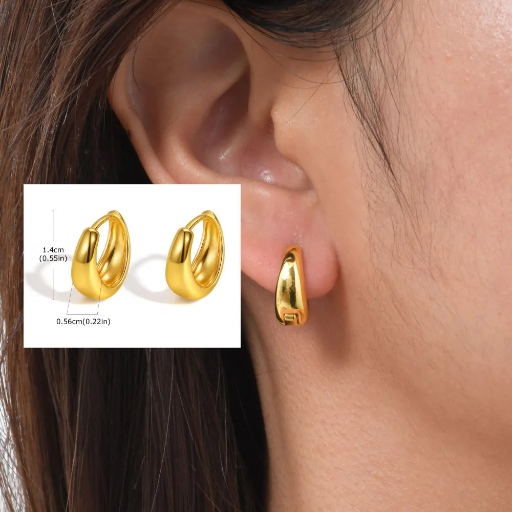 Unique U-Shape Hoop Earrings for Women, Stainless Steel Earring, Minimalist Statement Ball Piercing Ear Accessories