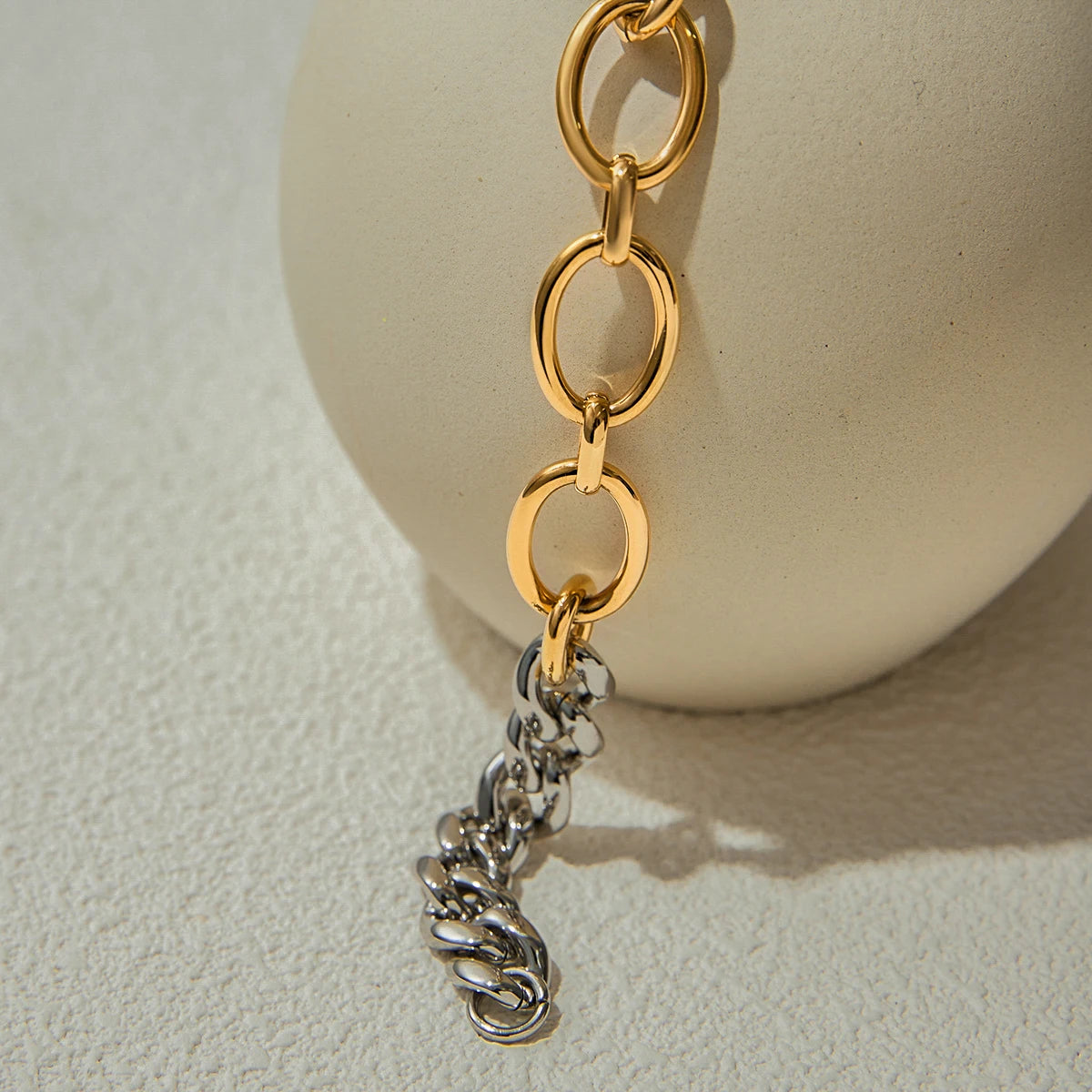 Uworld Minimalist 9MM Two Tone Splicing Chain Bracelet Stackable Chain Bracelet Women's Jewelry Gift for Her