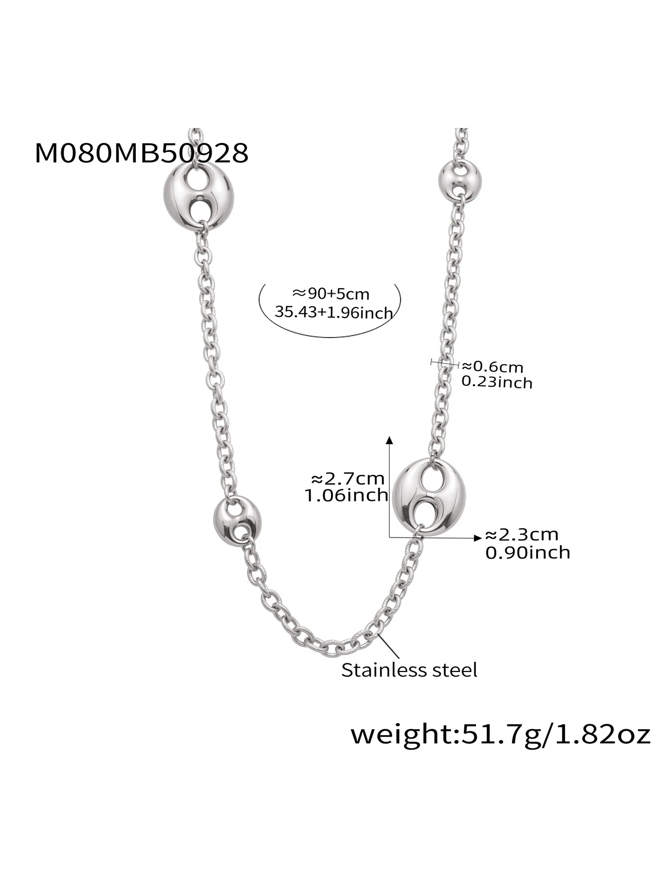 Nivora Chunky Pig Nose Ring Sweater Chain Necklaces for Women Stainless Steel 18K PVD Gold Plated Collar Choker Jewelry Gifts