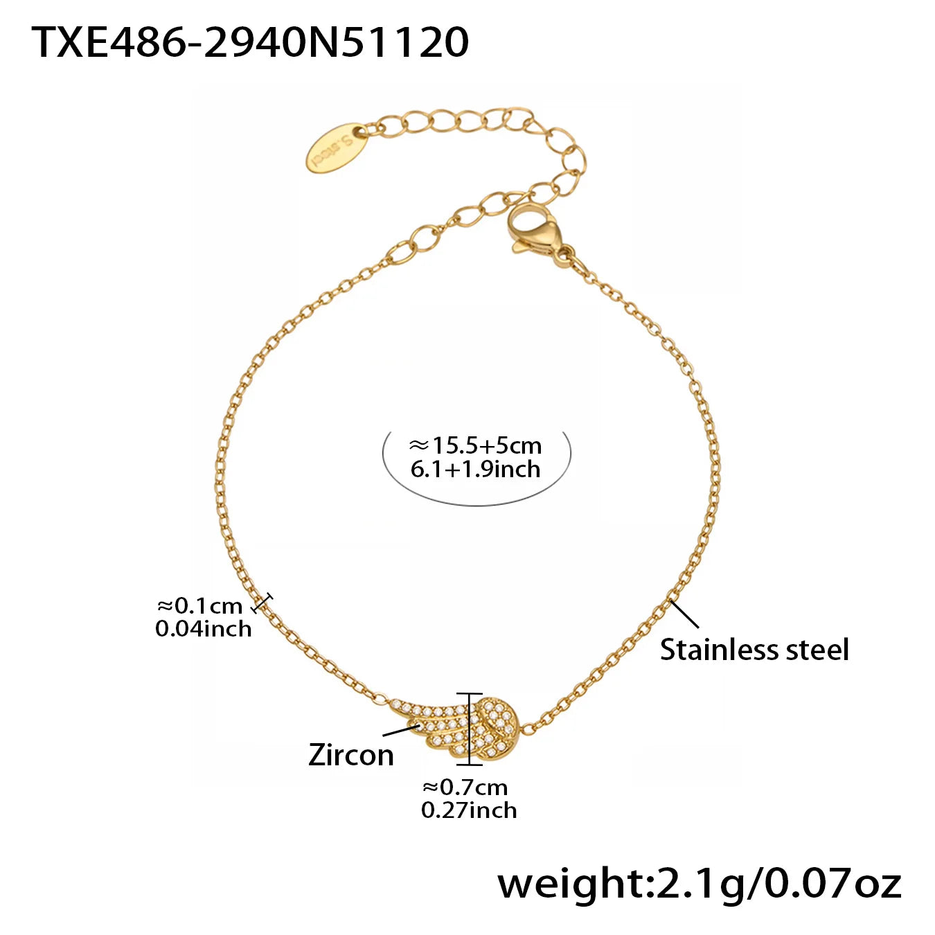 Nivora Wings Cubic Zirconia Pendant Chain Necklaces Bracelets Rings Earrings for Women Stainless Steel Wedding Banquet Jewelry