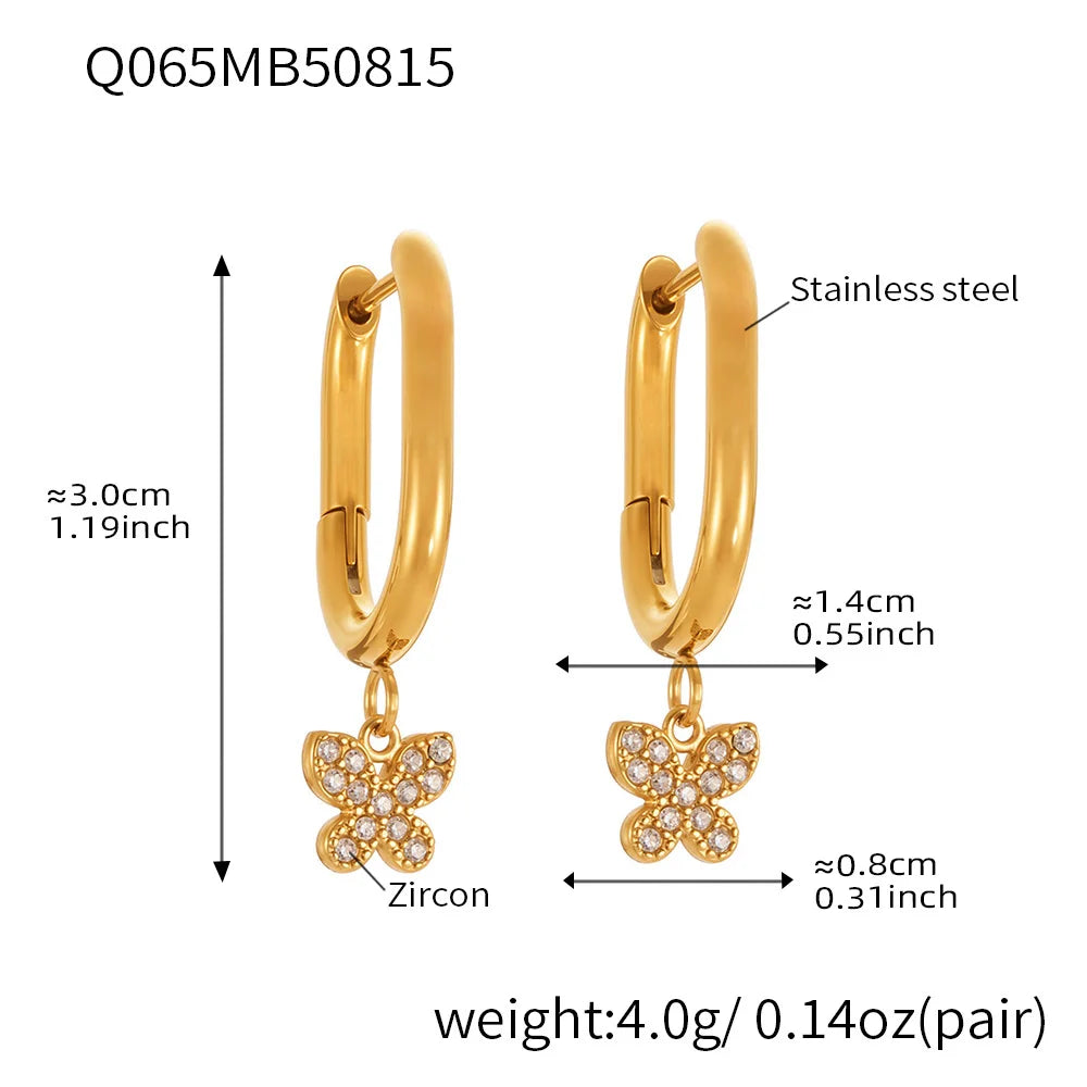 Nivora Excellent Stainless Steel Pendant Zircon Butterfly Dangle Earrings For Women Hypoallergenic Wedding Ear Earrings Jewelry