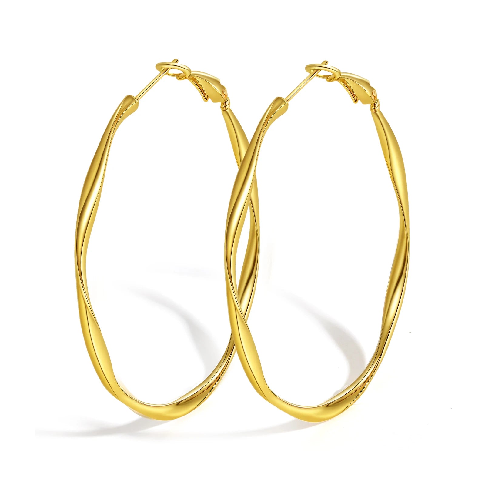 Twist Circle Hoop Earrings for Women, Stainless Steel Click-Top Mobius Hoop Huggies Earring, Tarnish and Nickel Free