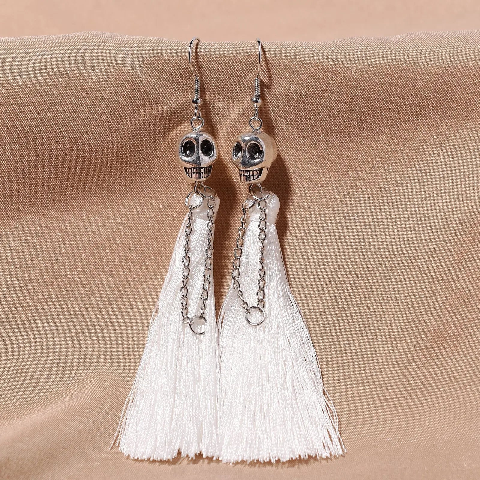 Gothic Punk Halloween Skeleton Drop Earrings For Women Creative Ethnic Long Tassel Skull Dangle Earring Party Festival Jewelry
