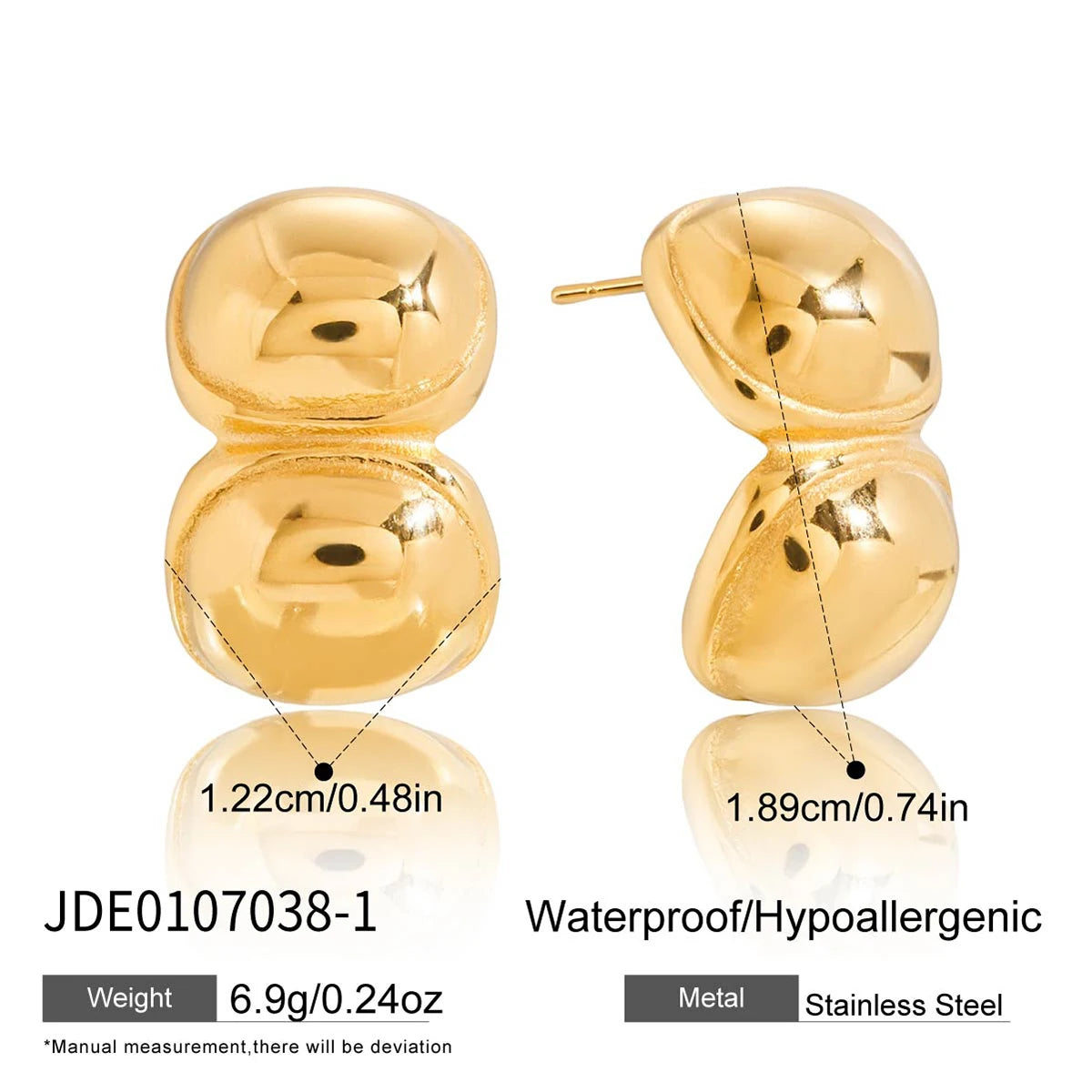 Uworld Fashion Elegant Round C-Ring Earrings 18K Gold Color Stainless Steel Geometric Irregular Earrings Women's Jewelry