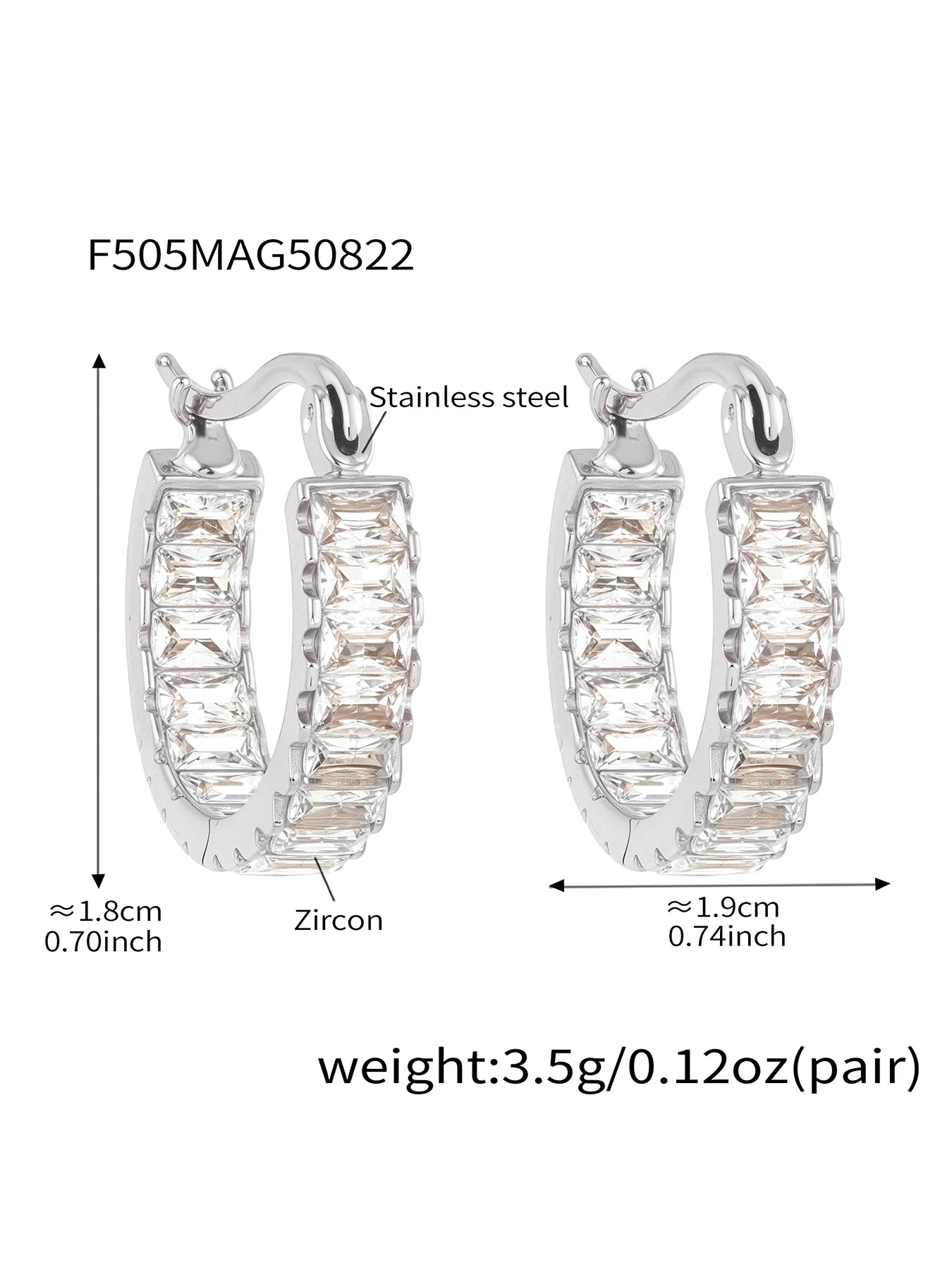Nivora Luxury Full Zircon Hoop Earrings For Women Stainless Steel PVD Gold Plated Hypoallergenic Wedding Women Earrings Jewelry