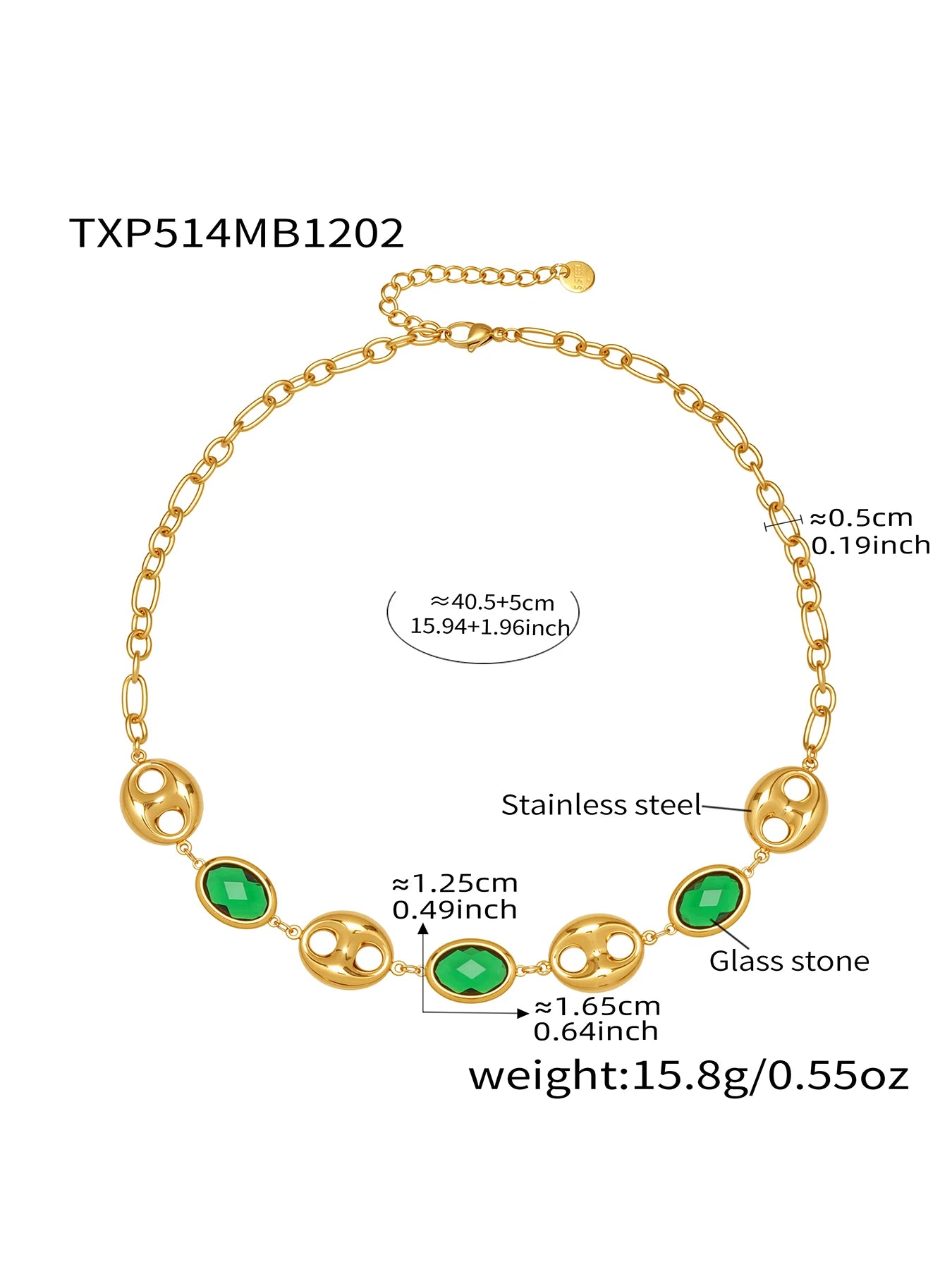 Nivora Excellent Colorful Glass Necklaces Bracelets For Women Stainless Steel Hollow Pig Nose Ring Chain Wedding Jewelry Sets