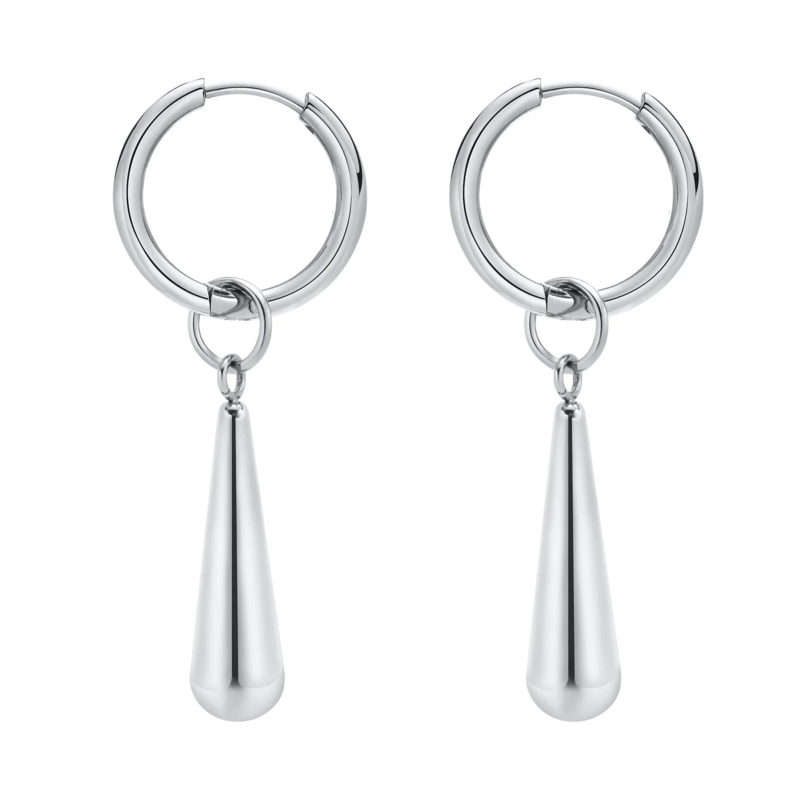 Trendy Waterdrop Bar Women Earrings, Gold Color Stainless Steel Dangle Earrings,Chic Minimalist Ear Clip Gift Jewelry