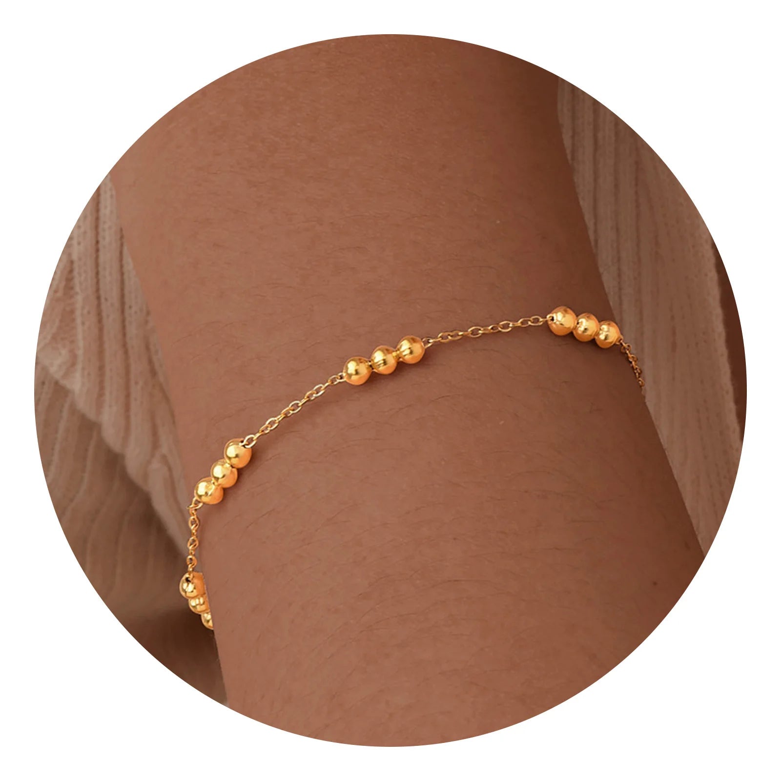 Bead Chain Bracelet for Women Gold Color Stainless Steel Exquisite Bracelets Summer Beach Boho Jewellery Fashion Accessories