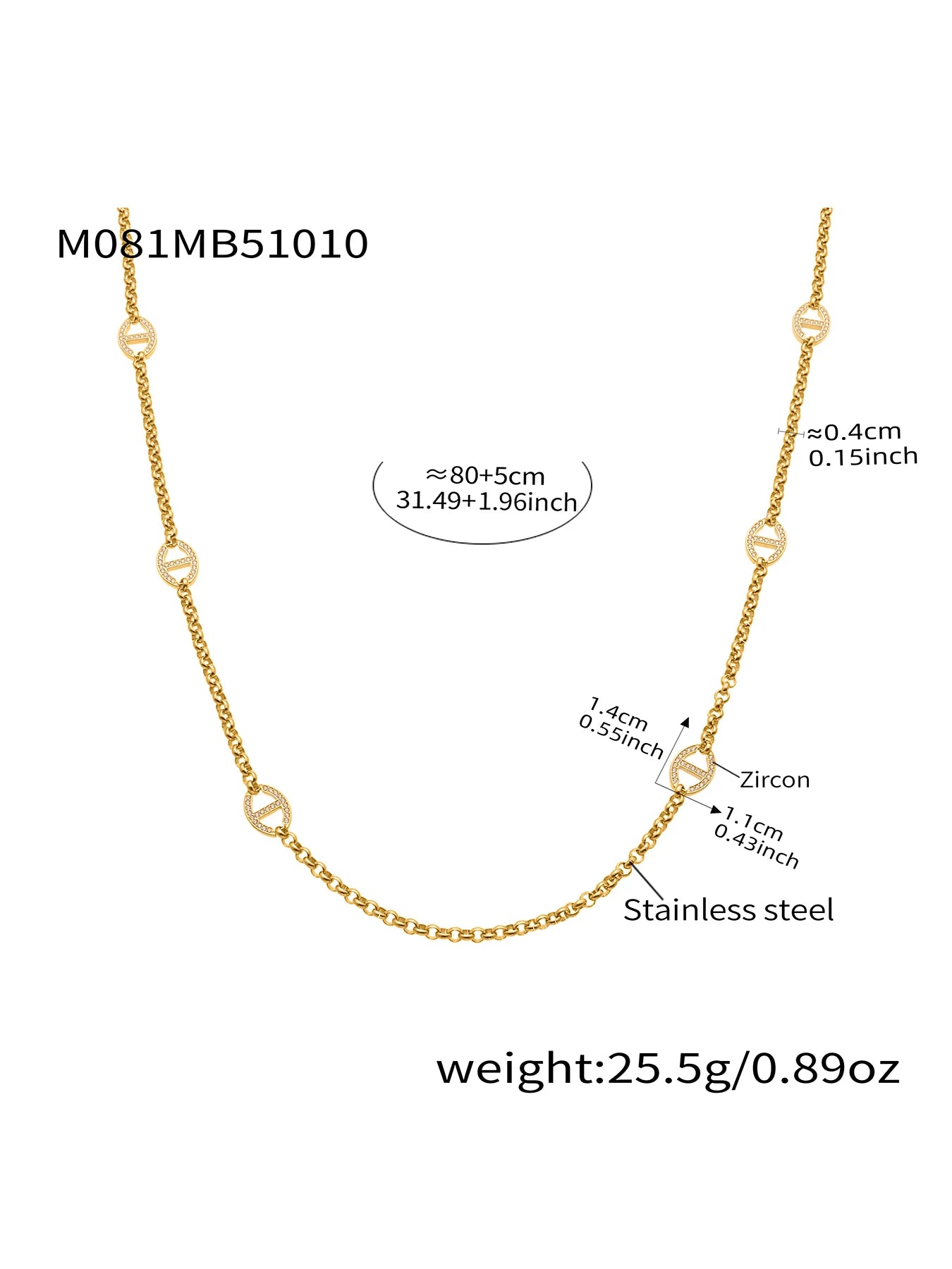 Nivora Exquisite Cubic Zirconia Pig Nose Ring Long Chain Necklacs For Women Stainless Steel Collar Party Banquet Female Jewelry