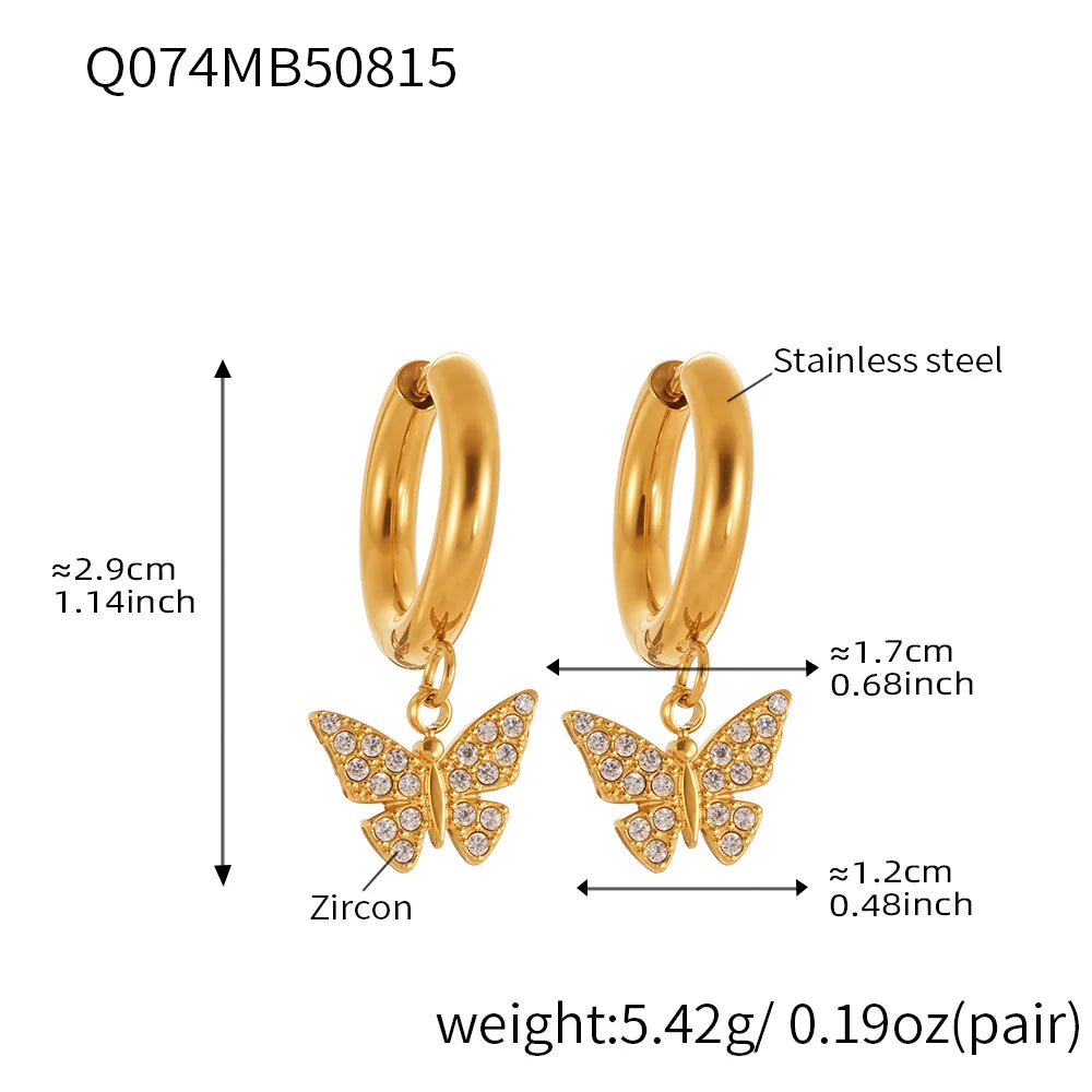 Nivora Excellent Stainless Steel Pendant Zircon Butterfly Dangle Earrings For Women Hypoallergenic Wedding Ear Earrings Jewelry
