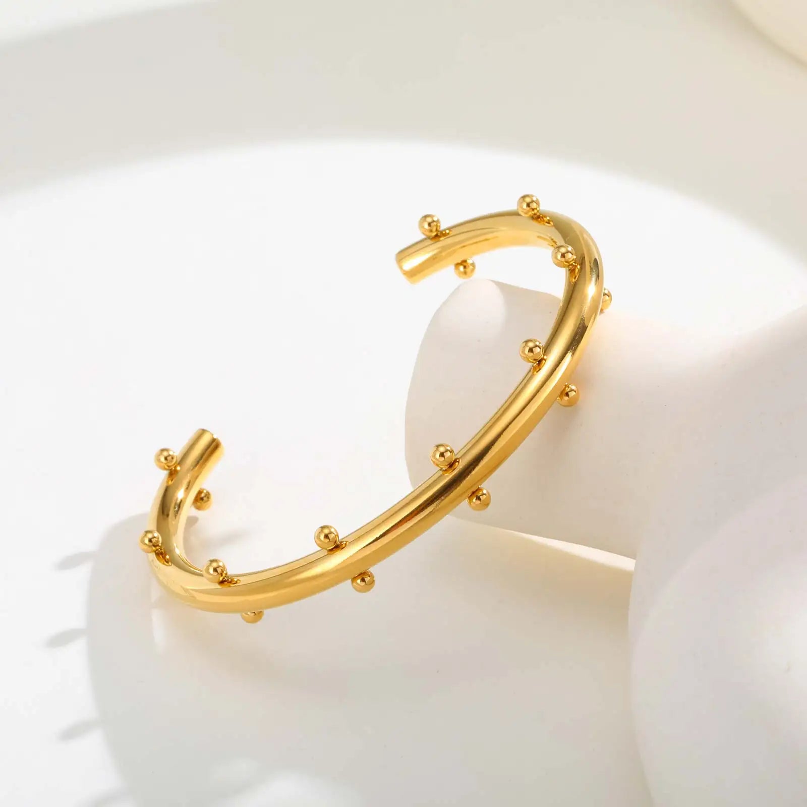 Luxury Stainless Steel Set Jewelry,Bangle Bracelet Finger Ring With Mini Balls for Women, Waterproof Charm Jewelry Gifts