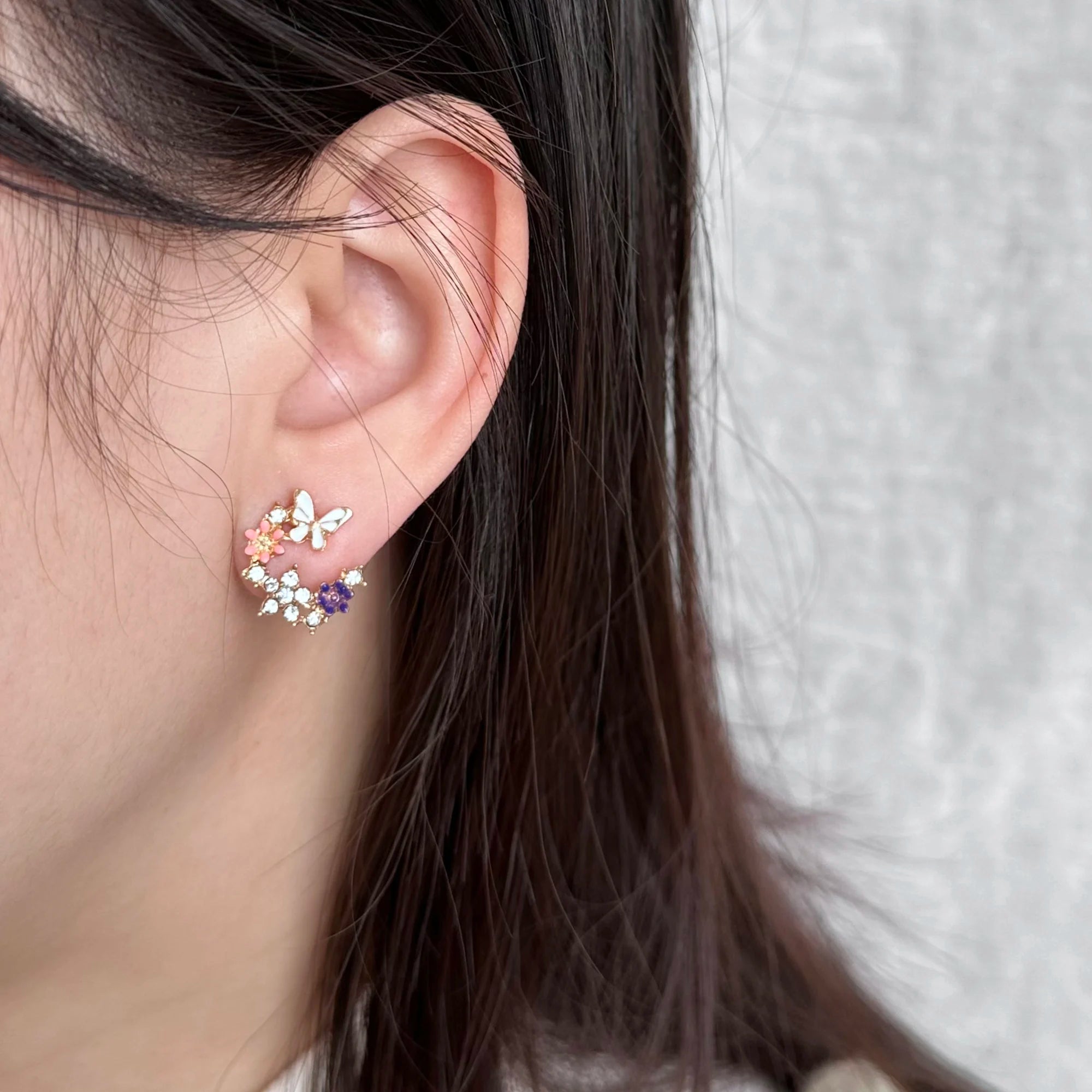 Korean Fashion Flower Butterfly Stud Earrings For Women AAA Zircon Exquisite Leaves Pearl Crystal Earring Party Wedding Jewelry