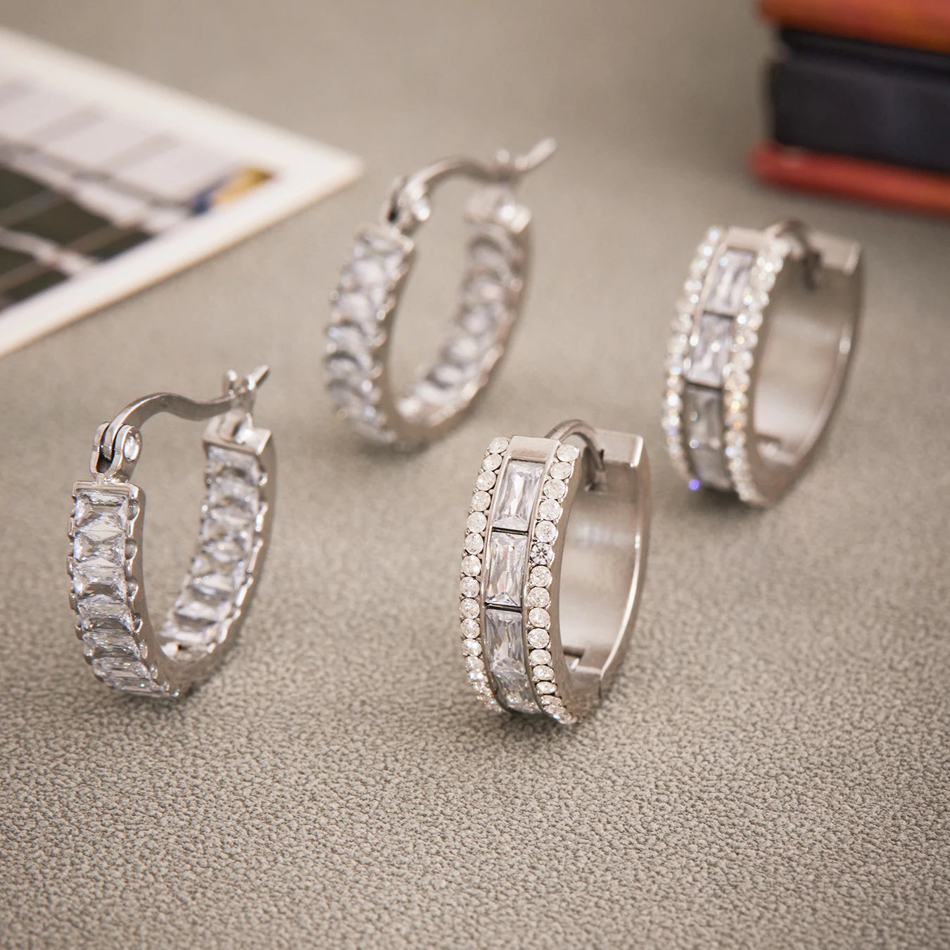 Nivora Luxury Full Zircon Hoop Earrings For Women Stainless Steel PVD Gold Plated Hypoallergenic Wedding Women Earrings Jewelry