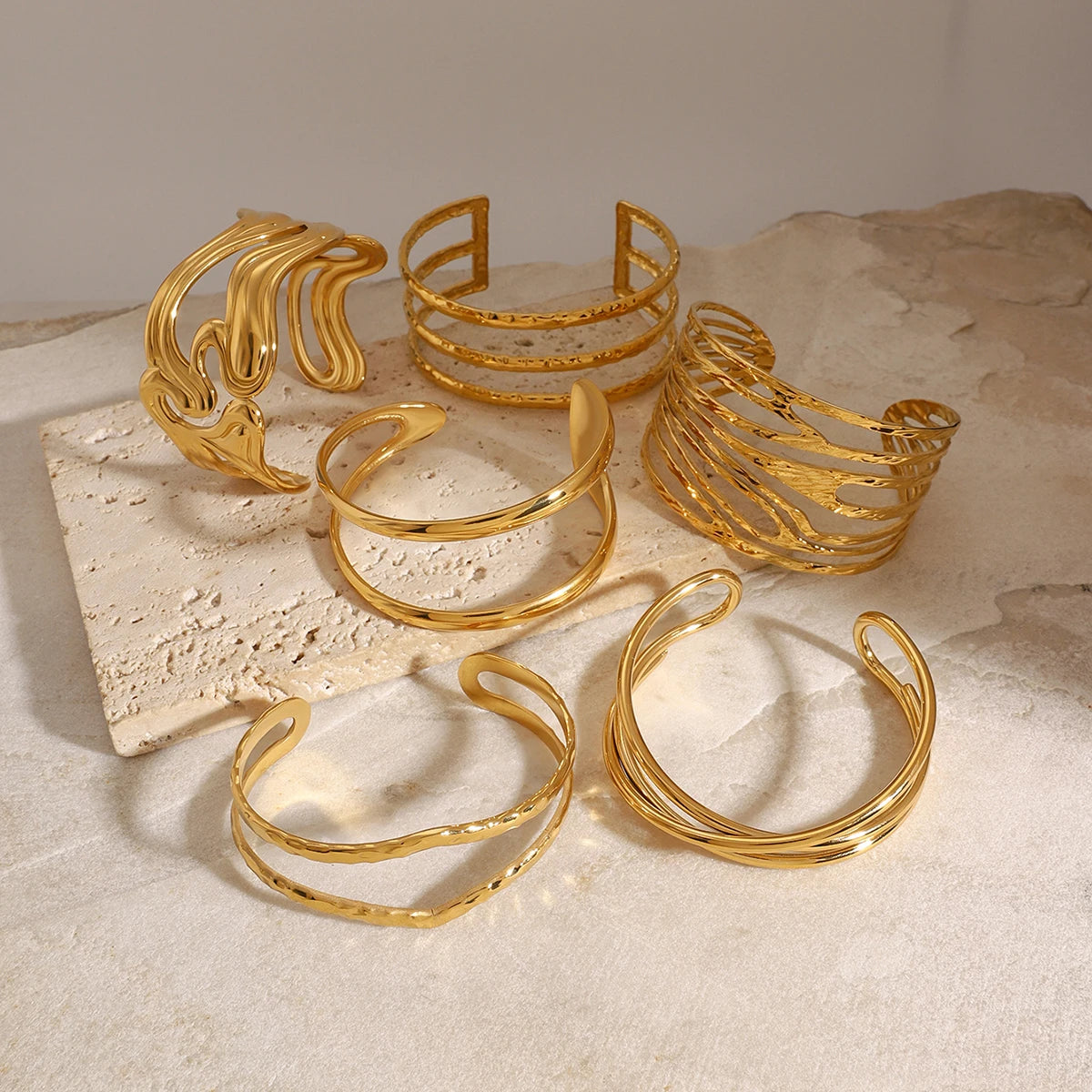 Uworld Fashion Handmade Hammered Stacking Bracelets Line Bangles Women's Jewelry Gift for Her