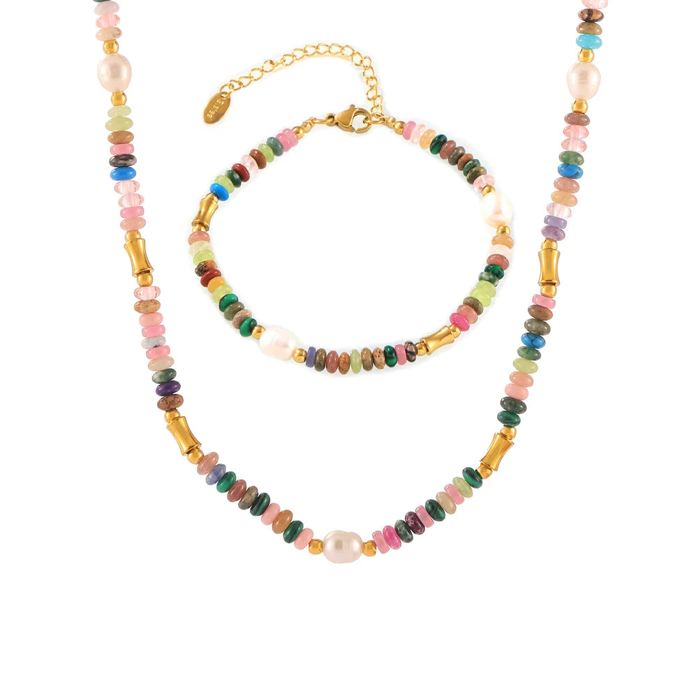 Nivora Irregular Freshwater Pearl Necklaces Bracelets For Women Stainless Steel Strand Beads Stone Choker Women Handmade Jewelry