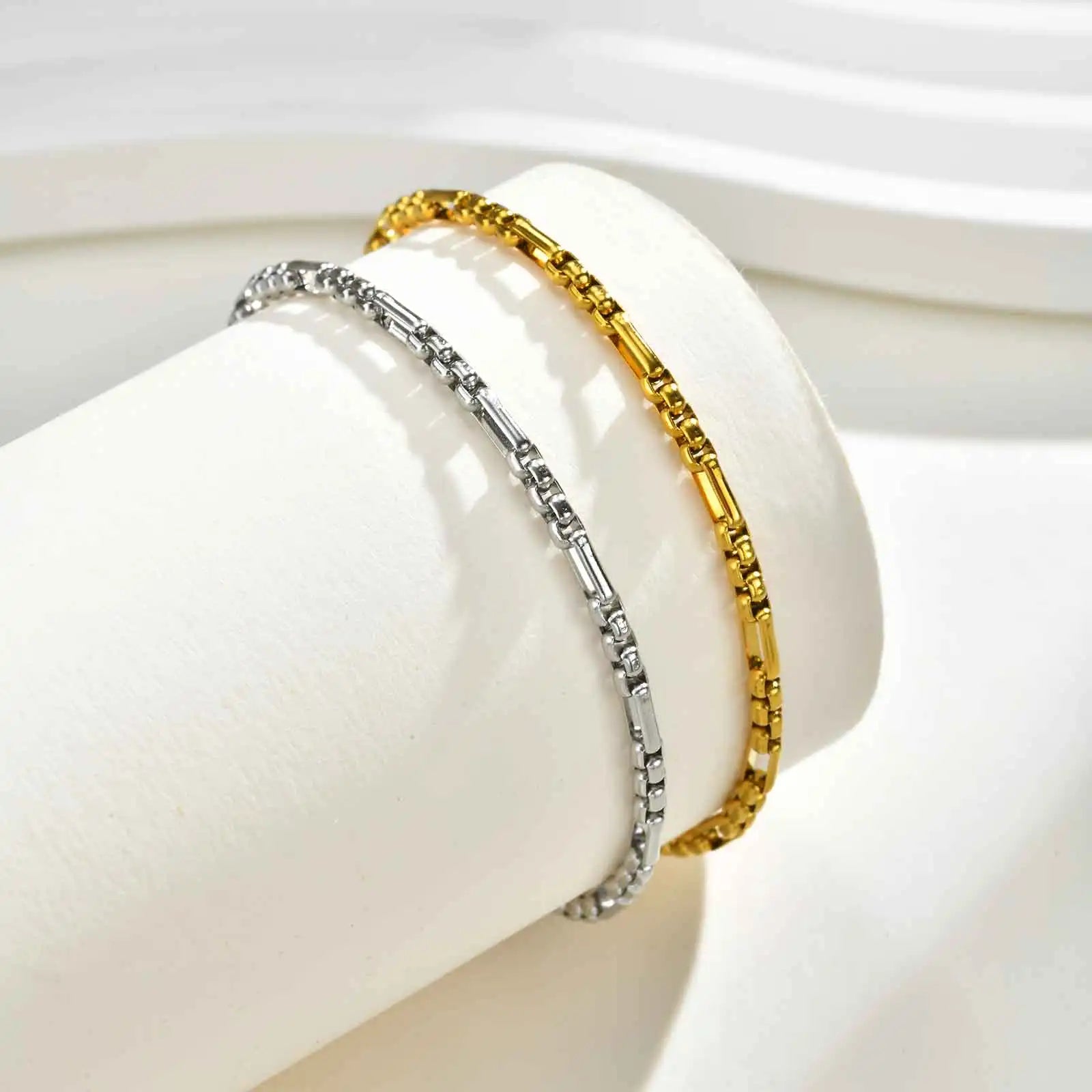 Minimalist Square Chain Bracelet for Women,Stainless Steel Waterproof Link Bracelets,Fashion Jewelry Gifts