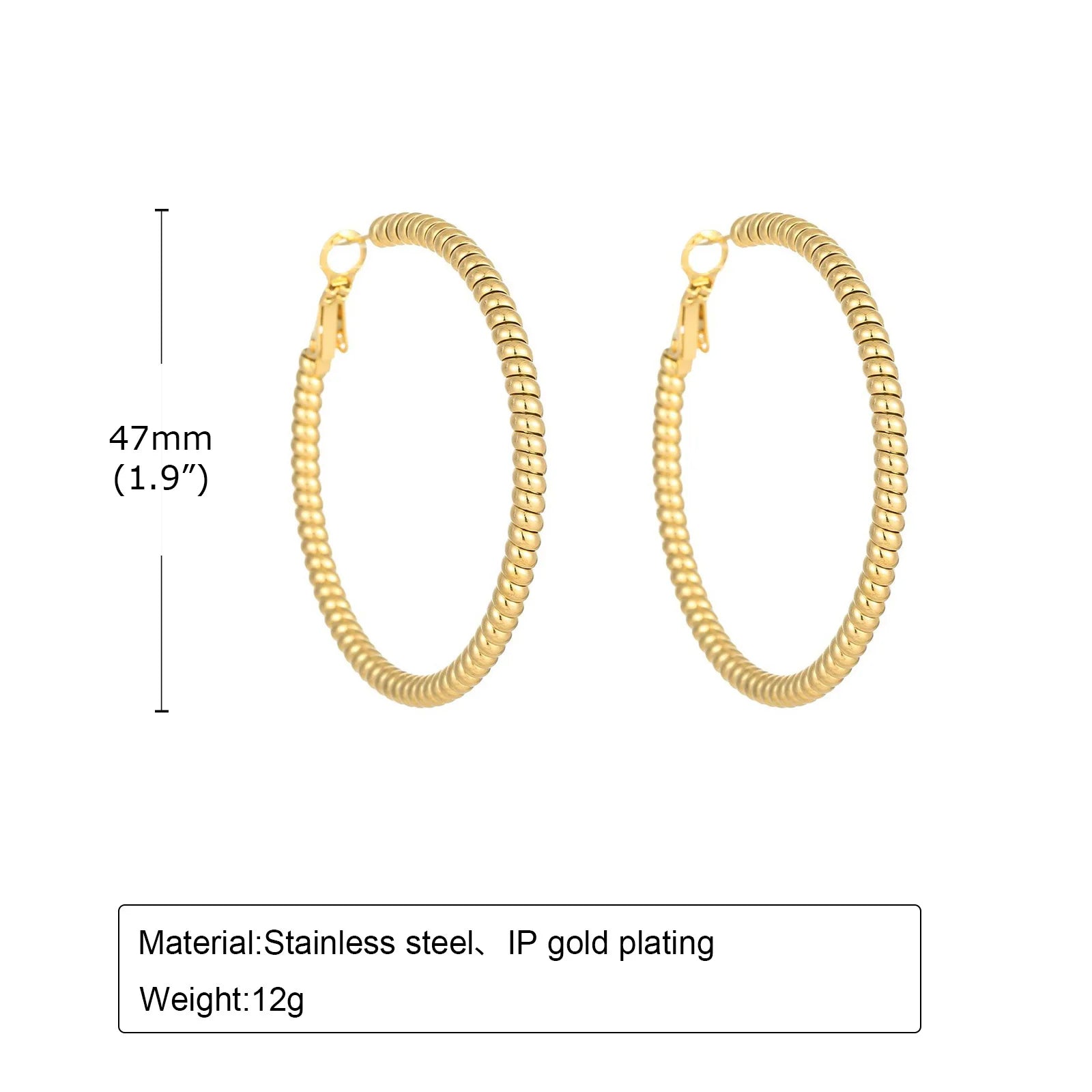 Trendy Round Hoop Earrings for Women Birthday Party,Chic Gold Color Stainless Steel Earring Jewelry Gifts to Mom Wife Girlfriend