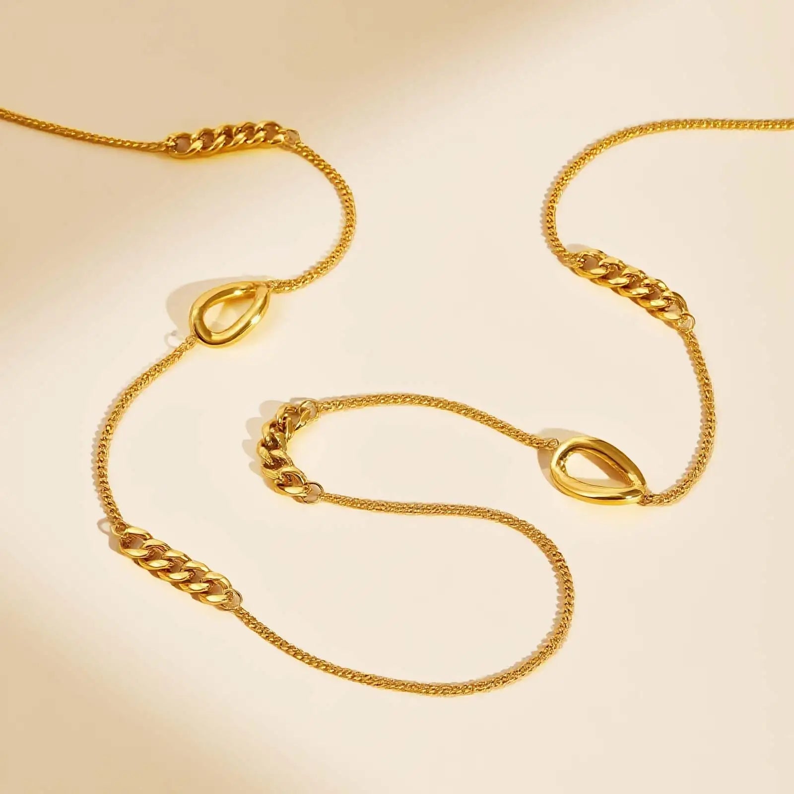 Irregular Stackable Necklace for Women Girls,Gold Plated Stainless Steel Ring-shaped Geometric Necklaces,Charm Dress Jewelry